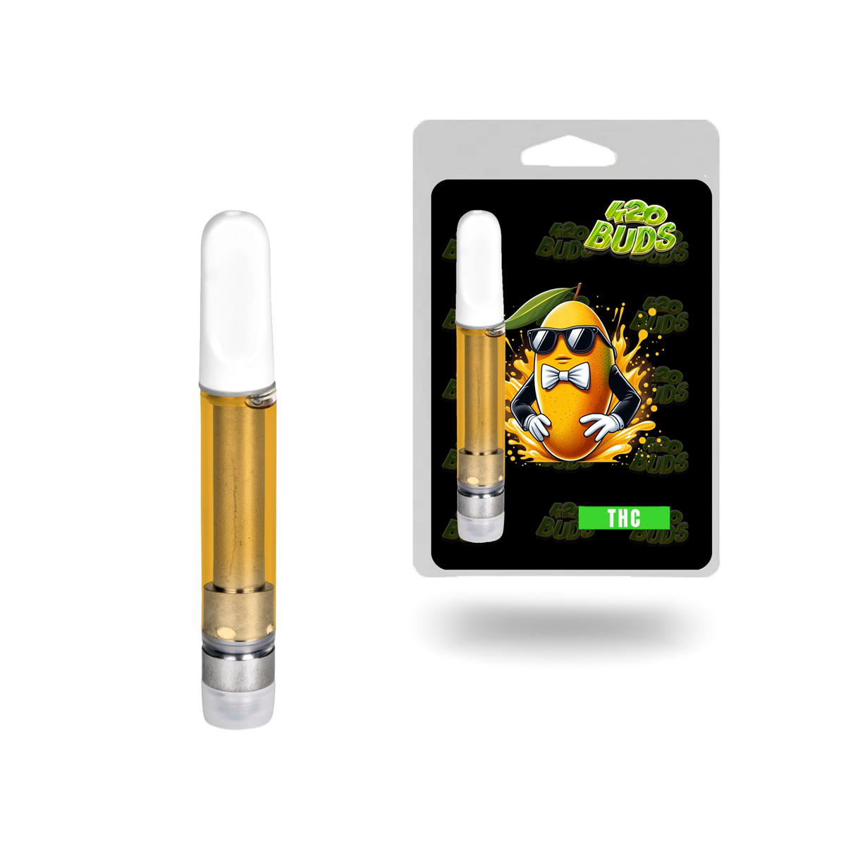 Mango 90% THC-P vape cartridge with tropical flavor and calming effects.